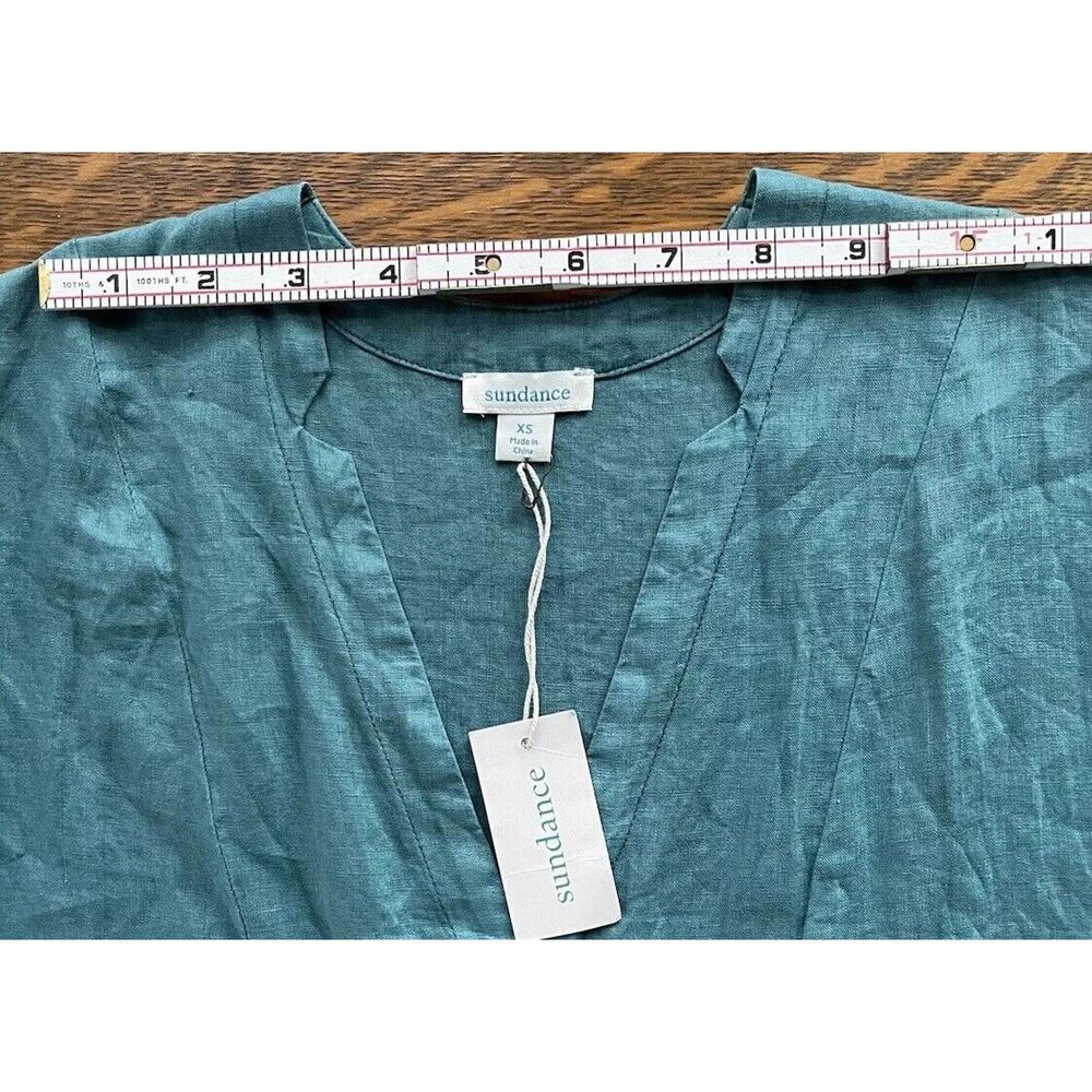 Sundance 100% Linen Teal Boho Dress Oversized Fit XS Fits Medium NWT Coastal - Picture 6 of 7